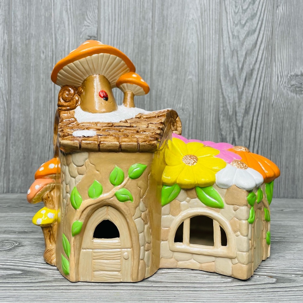 Vintage ceramic slip cast whimsical gnome home decoration garden decor lamp base